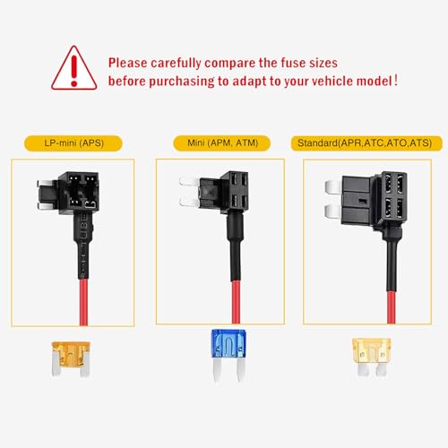 12V Add-a-Circuit Tap Adapter for Car Cigarette Lighter Socket, 1m 18AWG Cable with Fuse Holder （Mini ATM/APM Blade Fuses）