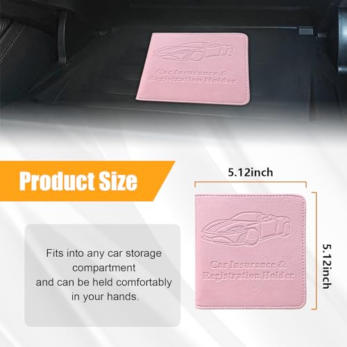 Kewucn Car Registration and Insurance Card Holder, Premium Leather Glove Box Organizer, Magnetic Closure Auto Document Holder for Driver License and Cards, Perfect for Most Cars - color: Small-Pink