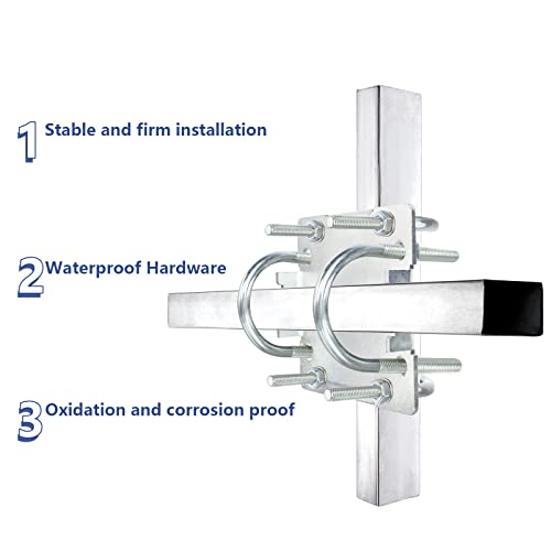 Antenna Mast Clamp Cross-Over Bracket Kit with U Bolts for 1"-2" OD Poles, Heavy Duty Mounting Hardware for MINO Yagi TV Antennas, Security Camera, Weather Station - size: 1 Piece