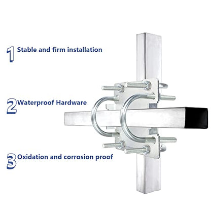 Antenna Mast Clamp Cross-Over Bracket Kit with U Bolts for 1"-2" OD Poles, Heavy Duty Mounting Hardware for MINO Yagi TV Antennas, Security Camera, Weather Station - size: 1 Piece
