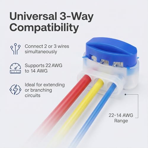 GWHOLE 10PCS 3-Way Wire Connectors Waterproof, for 22-14AGW Wires - color: 10PCS
