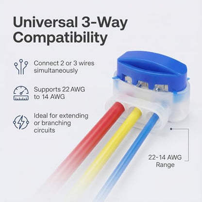 GWHOLE 10PCS 3-Way Wire Connectors Waterproof, for 22-14AGW Wires - color: 10PCS