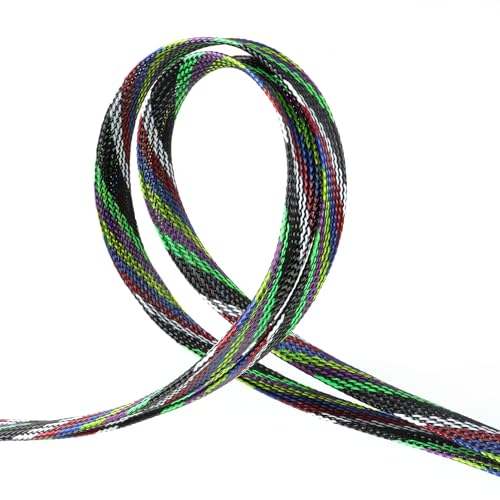 Braided Wire Loom Sleeve - Pet Proof Chew Resistant Cable Wrap, High Density Expandable Cable Sleeving for Automotive Wire Harness & PC Computer Case 16.4ft (7 Colors, 4mm (5/32")) - color: 7 Colors, size: 4mm (5/32")