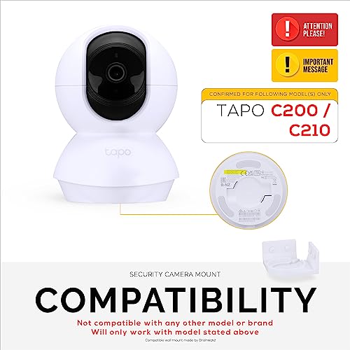 Wall Mount Holder for Tapo Pan/Tilt (C200 & C210) Smart Security Camera, Custom Designed Bracket, Reduce Blind Spots & Clutter, Easy to Install, Adhesive & Screw in (White) - color: White