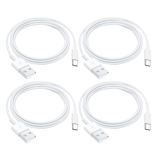 4 Pack Carplay USB A to USB C Cable for iPhone 16E 15 16, 16 Pro Max, 16 Plus Car Charger, iPad Pro 12.9/11, iPad 10 Generation, iPad Air 5 Generation/4 Gen, Mini 6 Generation Car Fast Charging Cord - color: White, size: 3 Feet, style: 4 Pack