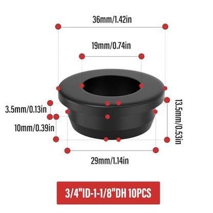 10Pcs 3/4"ID, 1-1/8"Drill Hole Rubber Grommets, Top Hat Grommet, Firewall Grommet, Rubber Plugsfor Protecting Wires Cable - size: 3/4"ID, 1-1/8"Drill Hole