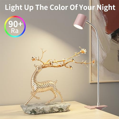Dott Arts Desk Lamp,USB Clip On Light with 3 Color Modes,LED Reading Lamp - color: Pink
