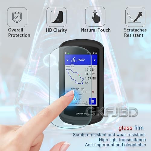 for Garmin Edge 1040/1040 Solar GPS Screen Protector & Case （grey） HD Tempered Glass Protective Film and Silicone Soft Frame Case Cover (Pack of 3+1)
