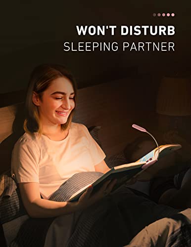 Monotremp Book Lights for Reading at Night in Bed, 80 Hours Runtime Rechargeable Reading Lights for Books in Bed, 3 Brightness Levels × 3 Color Temperatures, 1.3 oz Lightweight - color: Pink