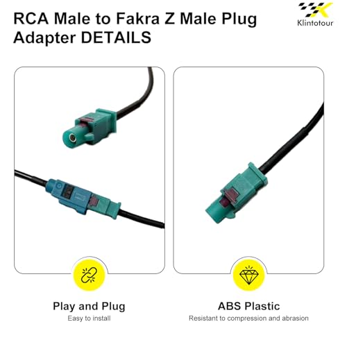 Aftermarket Radio Rear View Camera Adapter Harness, Fakra Z Male to RCA Male Backup Camera Cable, Compatible with Select Vehicle Navigation Radio Stereo Audio Systems with NX Touchscreen - style: Fakra Z Male to RCA Male