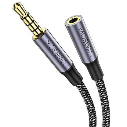 MOSWAG 32.8FT 3.5mm Male to Female Extension Cable with Microphone Stereo - color: Black, size: 32.8 ft