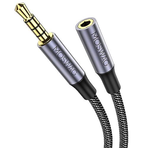MOSWAG 26.2FT 3.5mm Male to Female Extension Cable with Microphone Stereo - color: Black, size: 26.2 ft