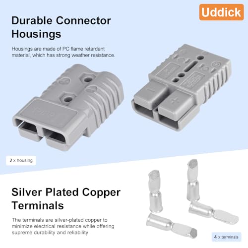 175A Battery Quick Disconnect Connecteur, 600V Wire Harness Connector Plug for Cars, Trailers, Motors, and Electronics Maintenance(2PCS Grey 4AWG) - size: 2PC 4AWG