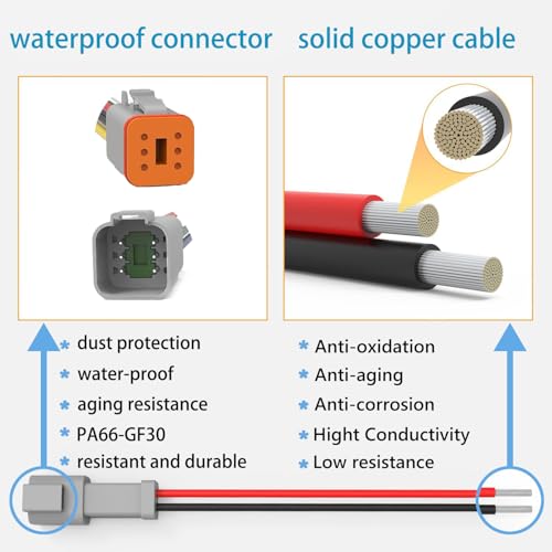 Deutsch DT 6 Pin 14 AWG Waterproof 6 Wire Connector Kit, 4 Pairs Automotive Electrical Connectors, Male & Female Plug for Truck, Boat, Car, LED Lights (6 Pin) - size: 6 Pin