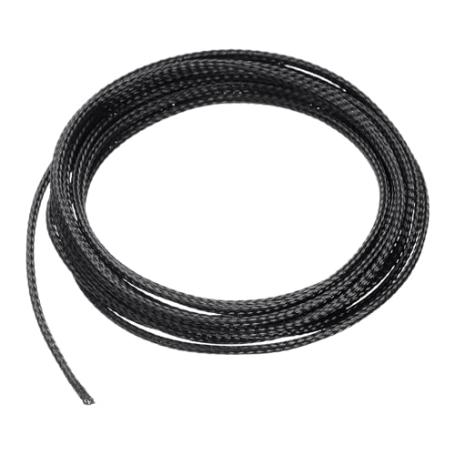 uxcell 10 Ft - 1/8 Inch Expandable Braided Cable Sleeving, PET Cable Management Wire Sleeve Cord Protector, Wire Wrap Loom Tube for TV Computer Audio, Office Home Devices, Black