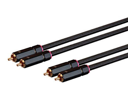 Monoprice Male RCA Two Channel Stereo Audio Cable - Gold Plated Connectors, Double Shielded, 6 Feet, Black - Onix Series - size: 6 Feet, style: 2x RCA to 2x RCA