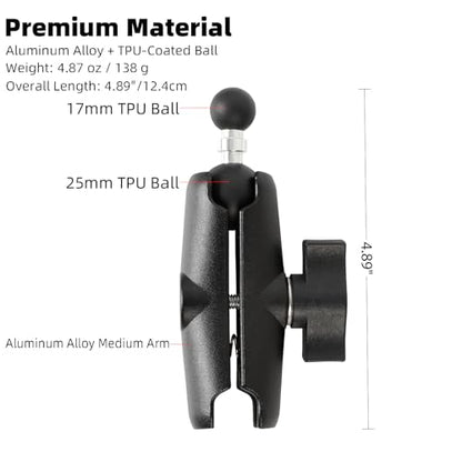 1 inch to 17mm Ball Adapter with 3.54" Medium Double Socket Arm, Compatible with RAM B Size Mounts, Fits Garmin GPS Mount and 17mm Swivel Ball Mounting Phone Holders - style: 1" to 17mm Ball Adapter with 3.54" Arm
