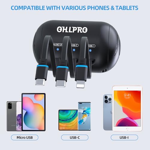 OHLPRO Multi Car Retractable Backseat 3 in 1 Car Charging Station Box Compatible with All Phones | iPhone | Samsung | Uber Taxi Lyft Turo Ride Share Customer Charging Dock Attach to Headrest - size: 2 Pack | 3-IN-1 Charging Station