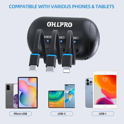 OHLPRO Multi Car Retractable Backseat 3 in 1 Car Charging Station Box Compatible with All Phones | iPhone | Samsung | Uber Taxi Lyft Turo Ride Share Customer Charging Dock Attach to Headrest - size: 2 Pack | 3-IN-1 Charging Station