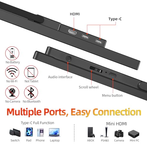 Portable Monitor 13.9" 3K QHD 3072x1920 350 Nits 72% sRGB USB-C HDMI Travel Monitor for Laptop PC PS4, Screen Extender with Kickstand, VESA Mountable - size: 13.9inch 3K