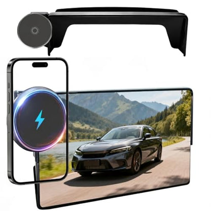 Phone Mount for Honda Civic (11th Gen,2022-2026) & Acura Integra (ONLY Fits 7"/9" Screen), 15W Wireless Car Charger, Magnetic Phone Holder, 360° Rotating, Hands Free, with Storage Box, Car Gifts - size: Honda Civic | 2022-2026
