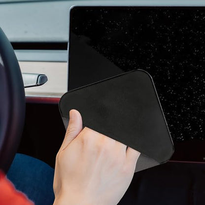 Car Screen Cleaner, Square Microfiber Vehicle Touchscreens Cleaning Cloth, Foldable Scratch-Free Auto Screen Cleaning Wipe, Universal Fit (Black Gray) - color: Black Gray