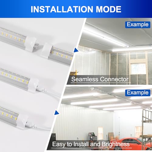 XLNYUUI Led Shop Lights,4FT LED Light 50W 6500K 7000LM Led Daylight,Garage Light Linkable Clear Cover Integrated V-Shape for Garage Warehouse Workbench Workshop(2-Pack) - size: 4FT 2PACK