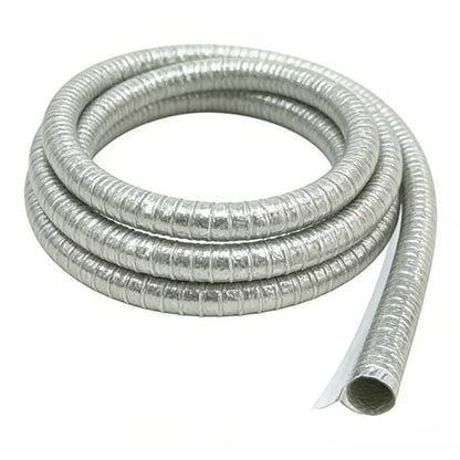 19mm 3/4" Self-Closed Aluminized Heat Shield Sleeve, Aluminum Foil High Temp Heat Wrap Protector, Side Entry Fire Sleeve for Cables, Hoses, Wire Harnesses, Automotive (19MM) - size: 19MM