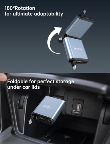 Retractable Car Charger, 63W Car Phone Charger with Cables Fast Charging, USB C Car Charger Adapter for iPhone 17 16 15 14 13 12, Samsung, Black