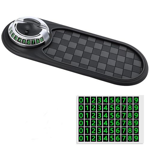 Huakaile Multifunctional Car Anti-Slip Mat with Rotatable Auto Phone Holder, Universal Car Dashboard Mat with Temporary Parking Number, Vehicle Mount Anti Skid Pad for Sunglasses Keys Gadgets (Gray)