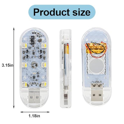 Bittwee Car LED Lights, 2PCS Vehicle Interior Wireless Ambient Lighting with 6 Bright LED Lamp Beads, Portable USB Rechargeable Atmosphere Night Lamp, Universal Automotive Accessories (White)