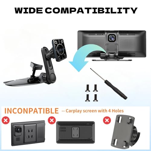 Extended CD Slot Mount for CarPlay Screen with Screws Adjustable Arm and 360° Rotating Universal Head 17mm Compatible with in-Car Monitors CD Slot CarPlay Mount