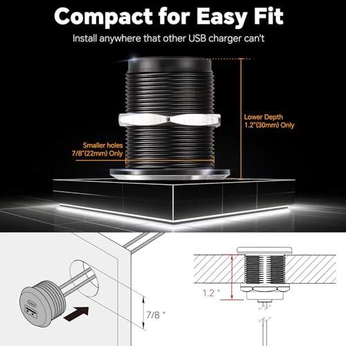 Aluminum 12V USB Outlet, Dual Port Fast Charging Car Charger - color: Small Version*2