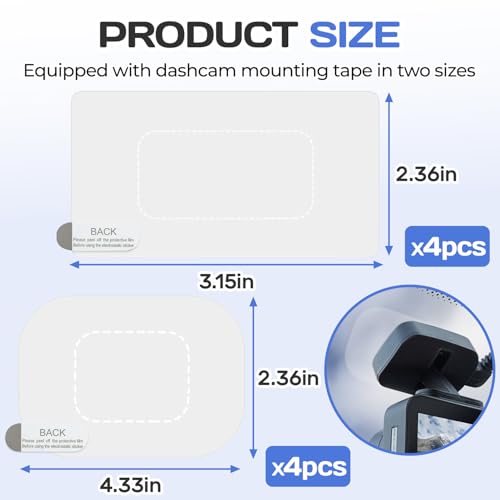 Dash Cam Windshield Stickers, 8 Pcs Clear Electrostatic Mounting Film, Reusable Scratch-Resistant Adhesive Pads for Car Camera (8 Pcs) - color: 8 Pcs
