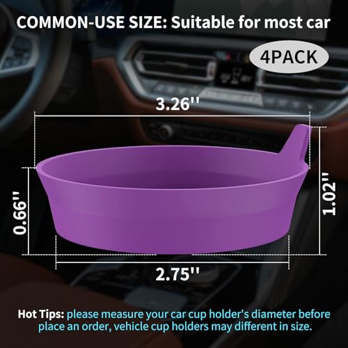 ME.FAN Car Cup Coasters [4 Pack] Silicone Cars Coasters - Universal Non-Slip Recessed Interior Accessories - Cup Holder Inserts Deep Purple - color: 4pack-deep Purple