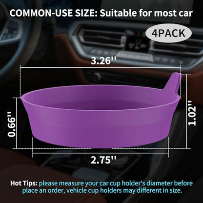 ME.FAN Car Cup Coasters [4 Pack] Silicone Cars Coasters - Universal Non-Slip Recessed Interior Accessories - Cup Holder Inserts Deep Purple - color: 4pack-deep Purple
