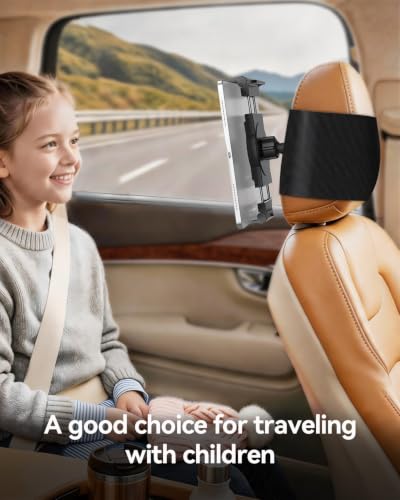 OHLPRO Tablet Holder for Car Headrest, 360° Rotating Tablet Mount for Back Seat with Velcro Strap, Tesla Model 3/Y, SUVs, Sedans & Minivans, Fits 5–13" iPad & Phones, Road Trip Essentials for Kids