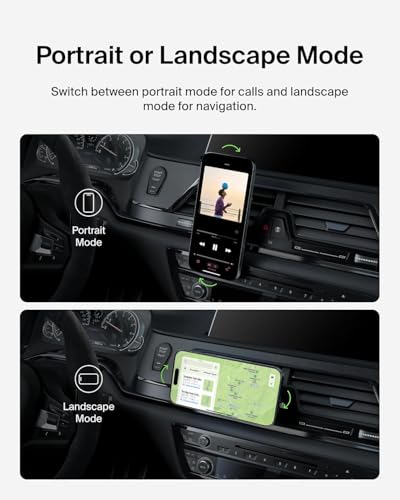 Belkin MagSafe Car Vent Mount Pro, Magnetic Phone Holder for iPhone 16/15/14/13/12, Secure Grip, Portrait & Landscape View, Cable Management, Air Vent Clip, Magsafe Compatible, Silver, Includes Cloth