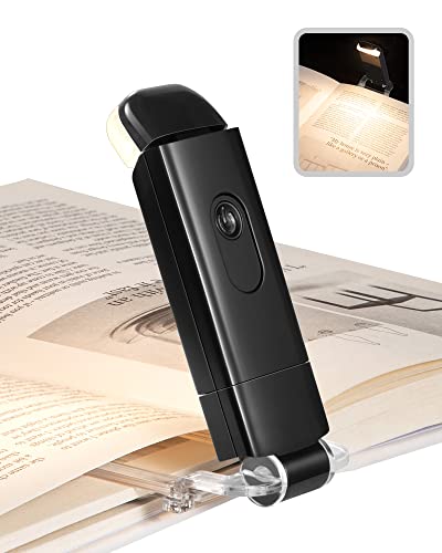 DEWENWILS USB Rechargeable Book Light for Reading in Bed, Warm White, Brightness Adjustable, LED Clip on Book Reading Lights, Perfect for Bookworms, Kids, Black - color: Black