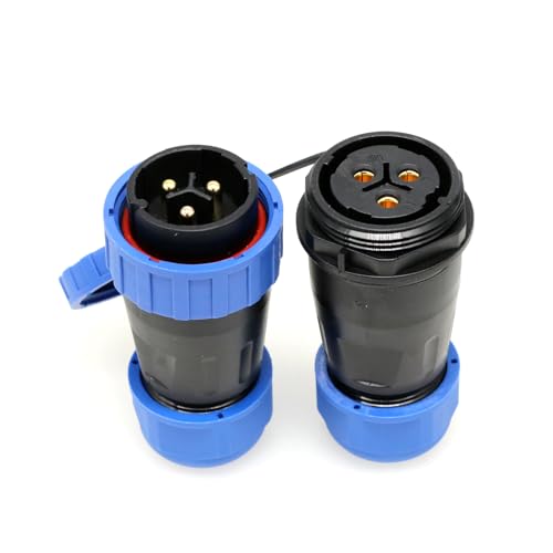 TY28 3 Pin Connector Screw-Crimp Solder-Free Male Female IP68 Waterproof Power Electric Plug Socket Quick Disconnect Connector for Solar Truck Device - color: Docking, size: 3Pin 45A