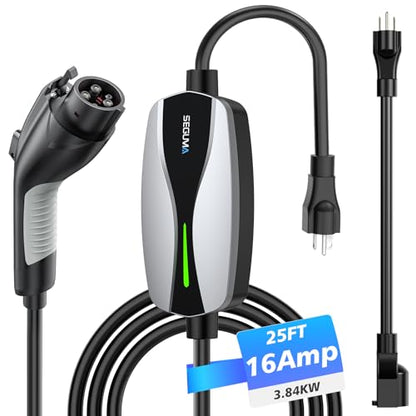 SEGUMA Level 1/2 EV Charger 16Amp Electric Car Charger for J1772 BEVs/PHEVs - color: Silver