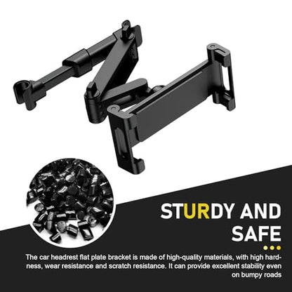 Car Headrest Tablet Holder, (3 in 1 Extension Arm) Adjustable Rear Seat Headrest Tablet Holder for Gaming Movies Chatting, Road Trip Essentials for Kids (5.3-10.6")