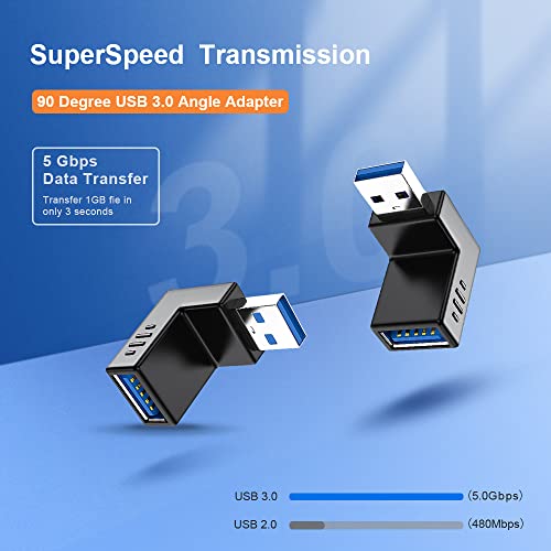 Oxsubor USB 3.0 Adapter 90 Degree Male to Female Combo Vertical Up and Down Angle Coupler Connector - style: usb 3.0 adapter up and down
