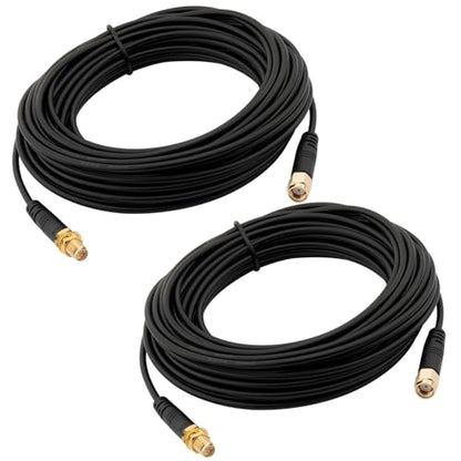 WiFi Antenna Extension Cable 2pcs Upgraded Extra-Long RP-SMA Male to RP-SMA Female Bulkhead Mount RG174 Cable 10m 32.8 feet for WiFi Router Security IP Camera Wireless Network Card Adapter - size: 32.8feet / 10m