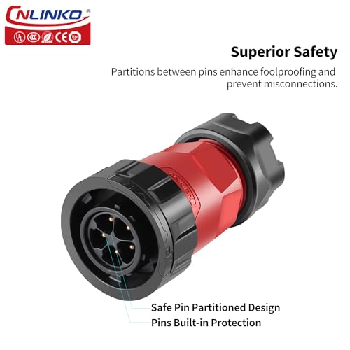 CNLINKO YM-20 5 PIN Waterproof Connector, IP68 Circular Connector, Quick Plugging Aviation Connector, PBT Plastic Shell Solder Connector M20 Male -Female Flange Socket (5 PIN) - size: 5-Pin, style: Solder-Assembly