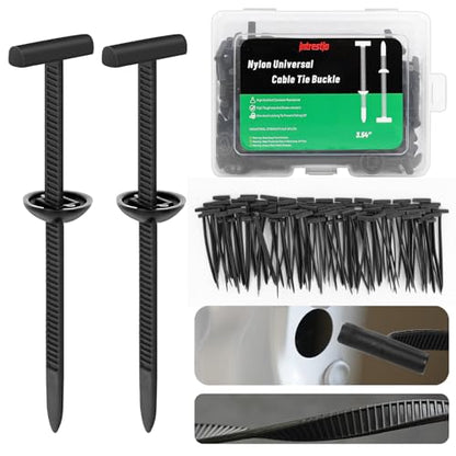 100PCS Nylon Universal Cable Tie Buckle with Dual-Side Gear, Foldable Quick Fix Heavy Duty Zip Ties with Pin & Button, Strong Easy Use Multipurpose Cable Tie Buckle Zip Tie for Car Daily Repair - color: 100 Piece