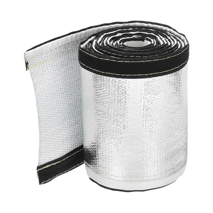 MECCANIXITY 1.5mm Heat Shroud Aluminized Sleeving 1 1/2" ID x 10FT Aluminum Metallic Fiberglass Heat Shroud for Fuel Lines Cables Electrical Wiring - size: 1 1/2" ID x 10FT