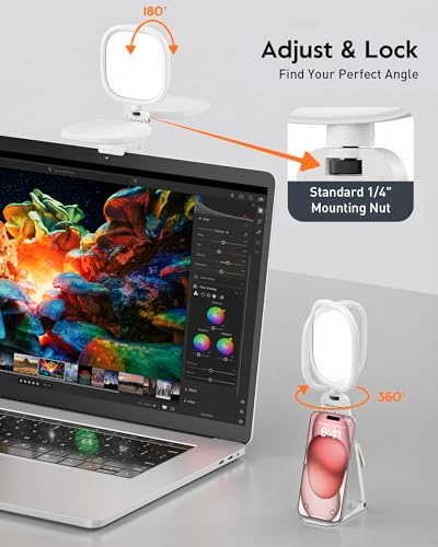 LitONES Ring Light for Laptop, Monitor, Desk, Eye-Caring Diffused LED Light - color: White 1 Pack