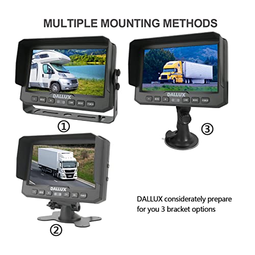 DALLUX Heavy Duty Vehicle Truck Bus Backup Camera System,Waterproof Night Vision Rear View Camera with 7 inch Monitor+66ft 4 PIN Camera Cable for Bus Truck Van Trailer RV Campers Motor Home(12V 24V) - color: DL002