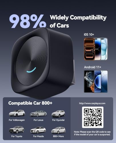 Wireless CarPlay & Android Auto Adapter, Convert Wired to Wireless